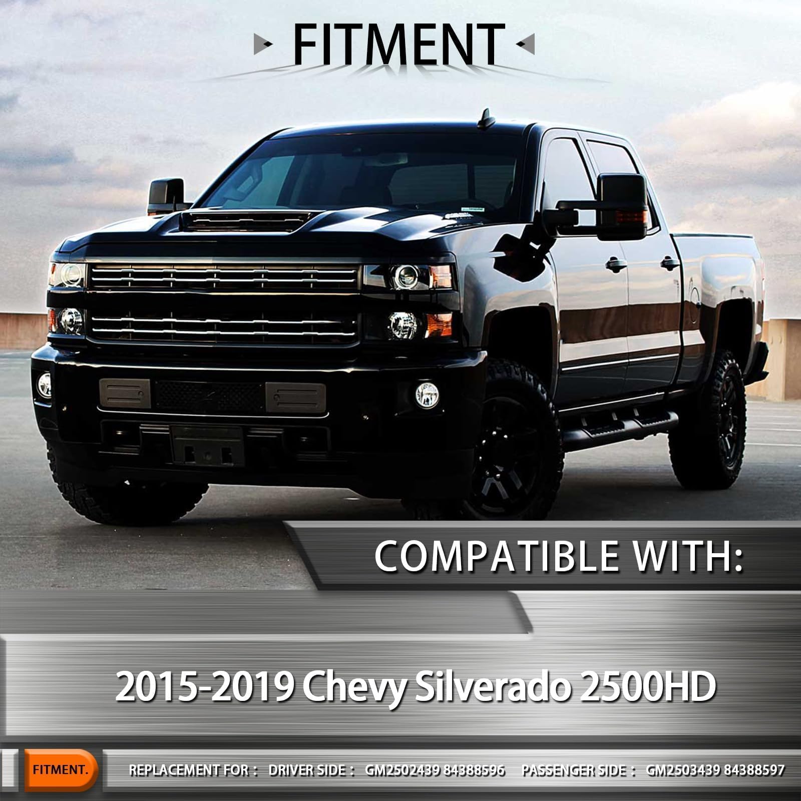 CONLLCON passenger-side headlights for Silverado 2500HD balanced lighting