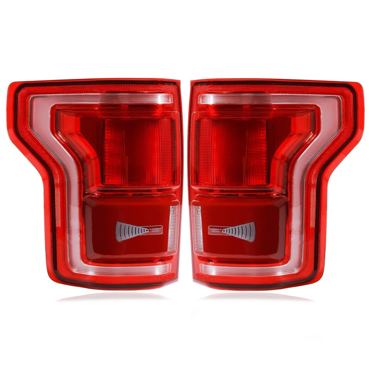 CONLLCON LED tail light with blind spot for Ford F-150 enhances night visibility.