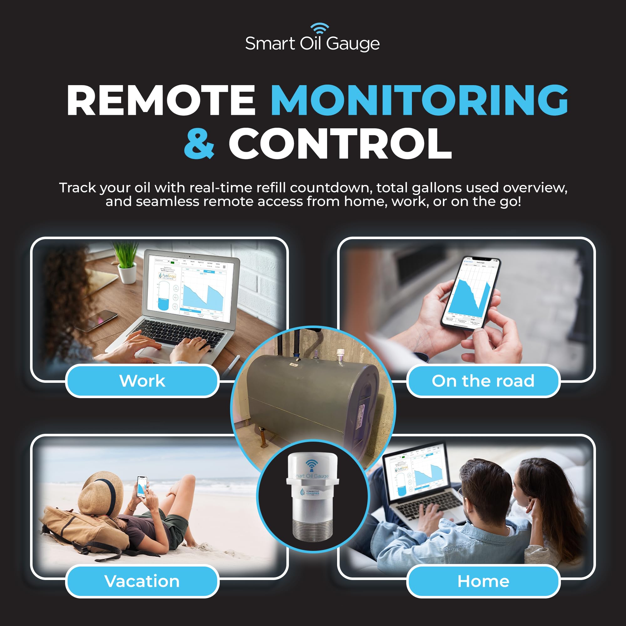 Smart Oil Gauge sends alerts before critical levels, helping you stay prepared