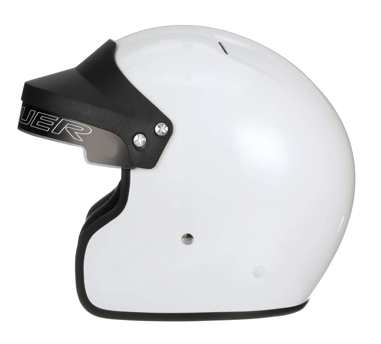 Conquer Snell SA2025 visor close-up reveals clear shield quality for track use