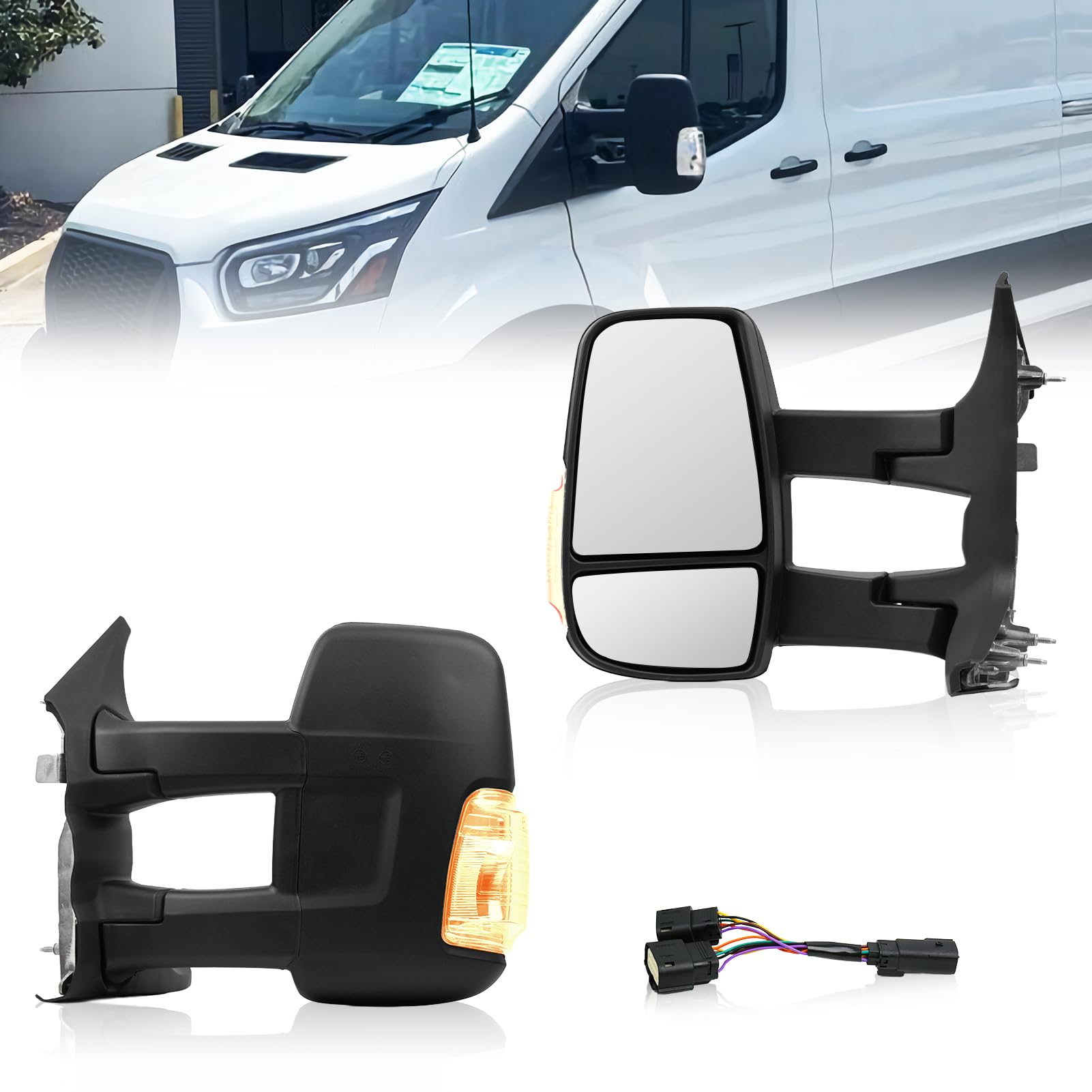 Convitex Ford Transit left long-arm mirror for improved visibility.