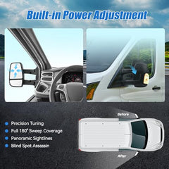 Convitex heated glass mirror clears frost for clear view.