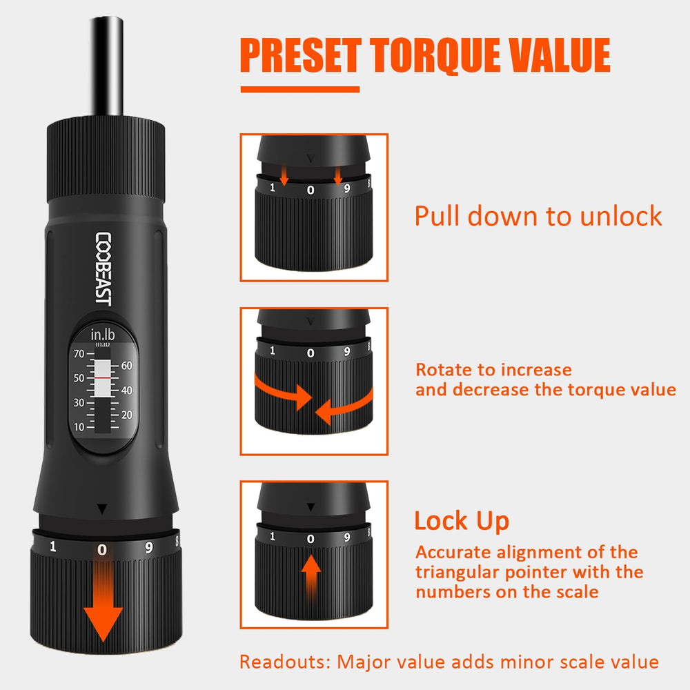 coobeast torque screwdriver in use on a bicycle bolt showing controlled torque application