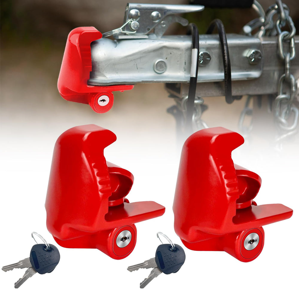 COOHAME trailer hitch lock red for 1-7/8 inch ball; enhances visibility and theft deterrence.