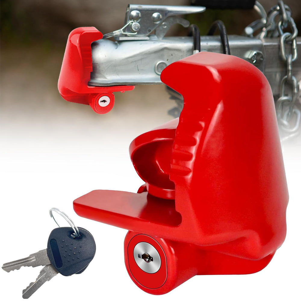 COOHAME trailer hitch lock universal fit, red visibility boosts security.