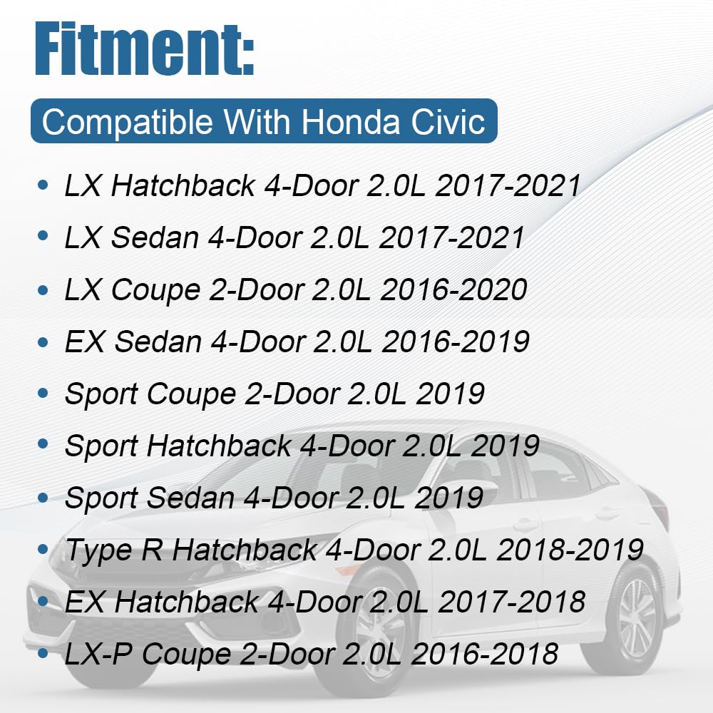 Compatibility note highlights Honda Civic 2016–2021 variants