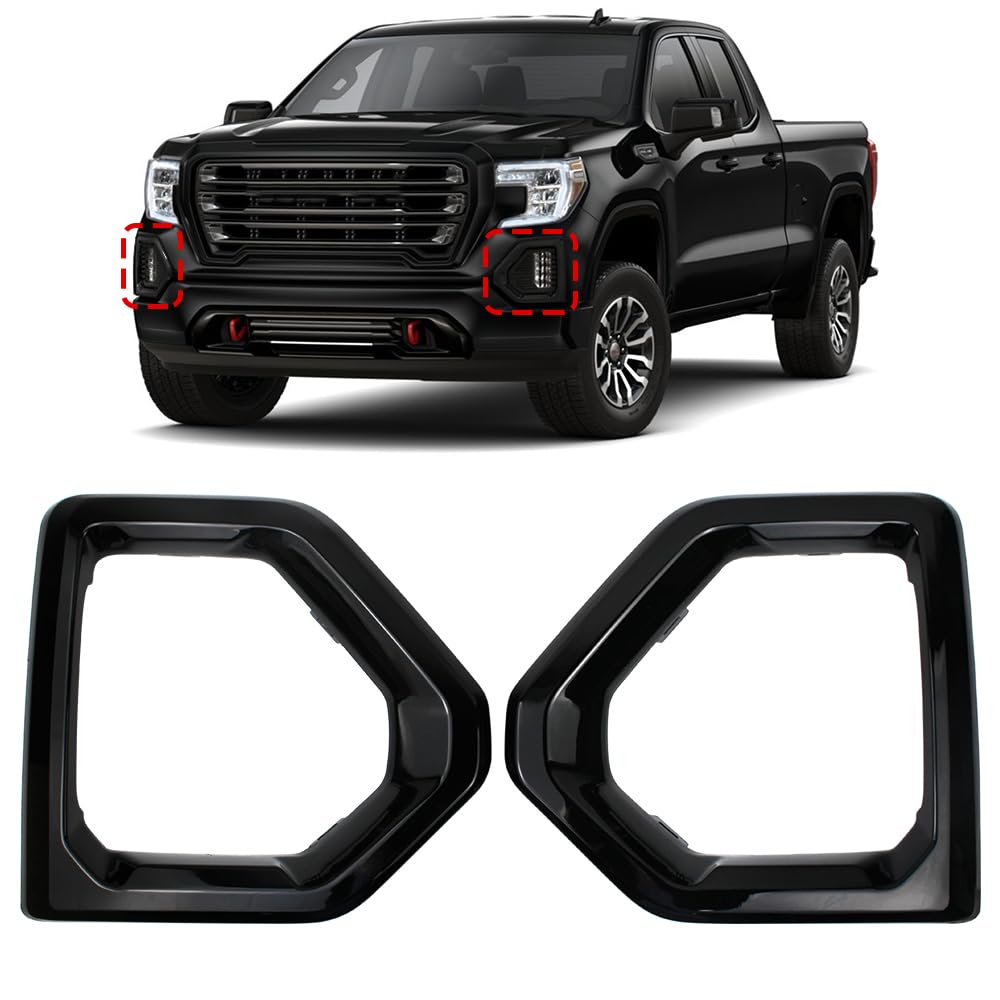COOL STAR front fog light bezel cover for Sierra 1500 in black, two-piece design