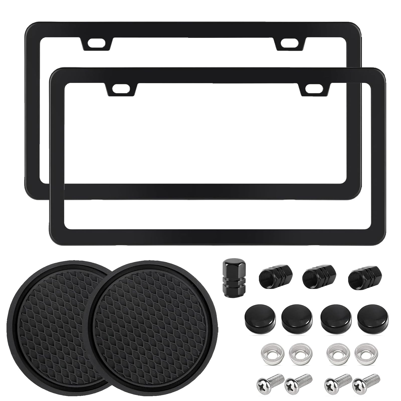 CopVner black license plate frame front and rear 2-pack, durable aluminum.
