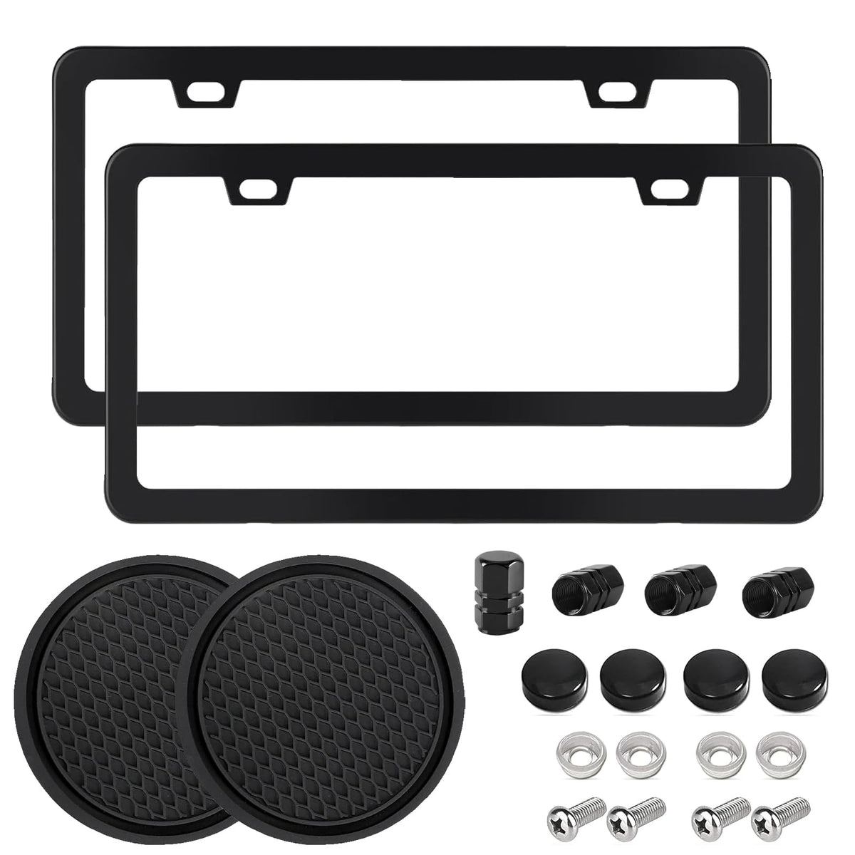 CopVner black license plate frame front and rear 2-pack, durable aluminum.