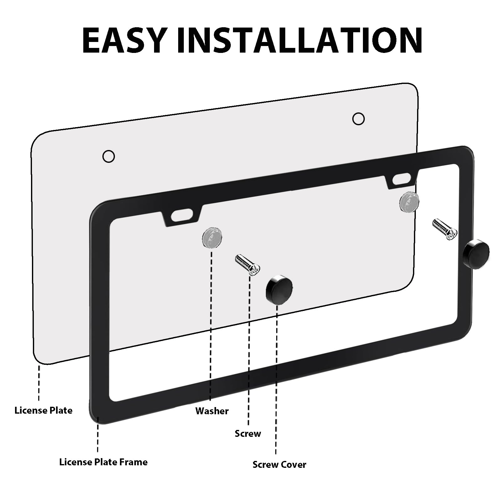 CopVner matte black finish license frame enhances appearance with secure fit.
