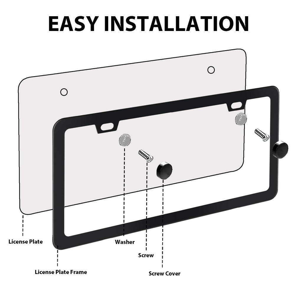 CopVner matte black finish license frame enhances appearance with secure fit.