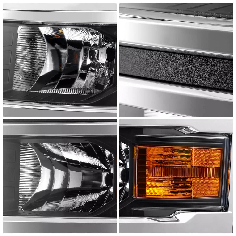 Corkiauto Silverado 1500 headlights installed for direct-fit replacement.