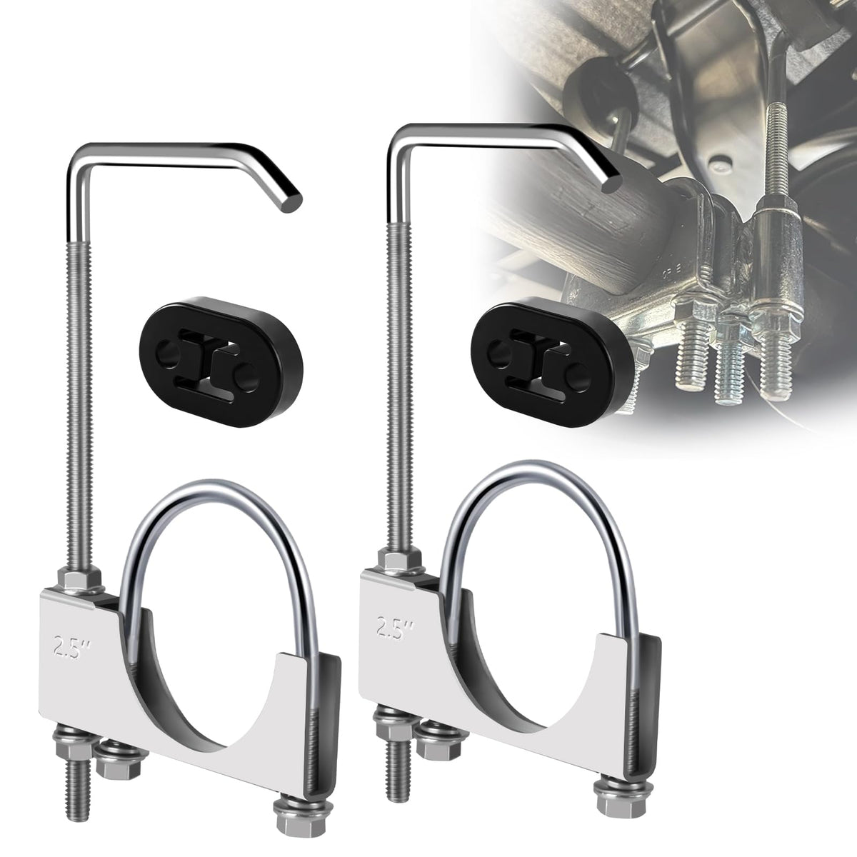 COROTC universal 2.5-inch exhaust hangers ensure secure stability and reduced movement.
