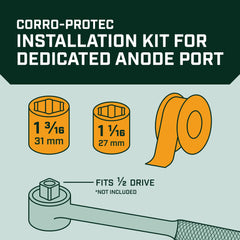 Corro-Protec 1-316 socket securing the powered anode rod installation