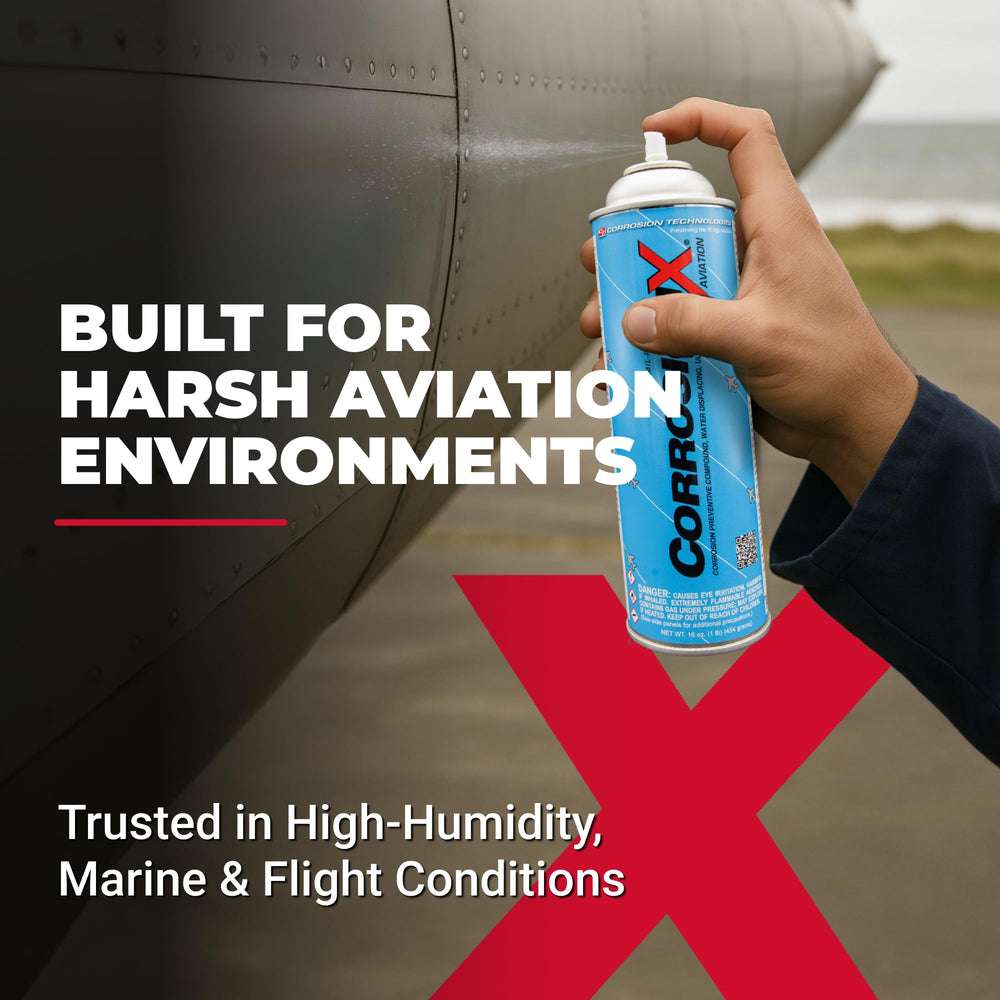 CorrosionX Aviation FTFC film forms a self-healing shield on metal surfaces