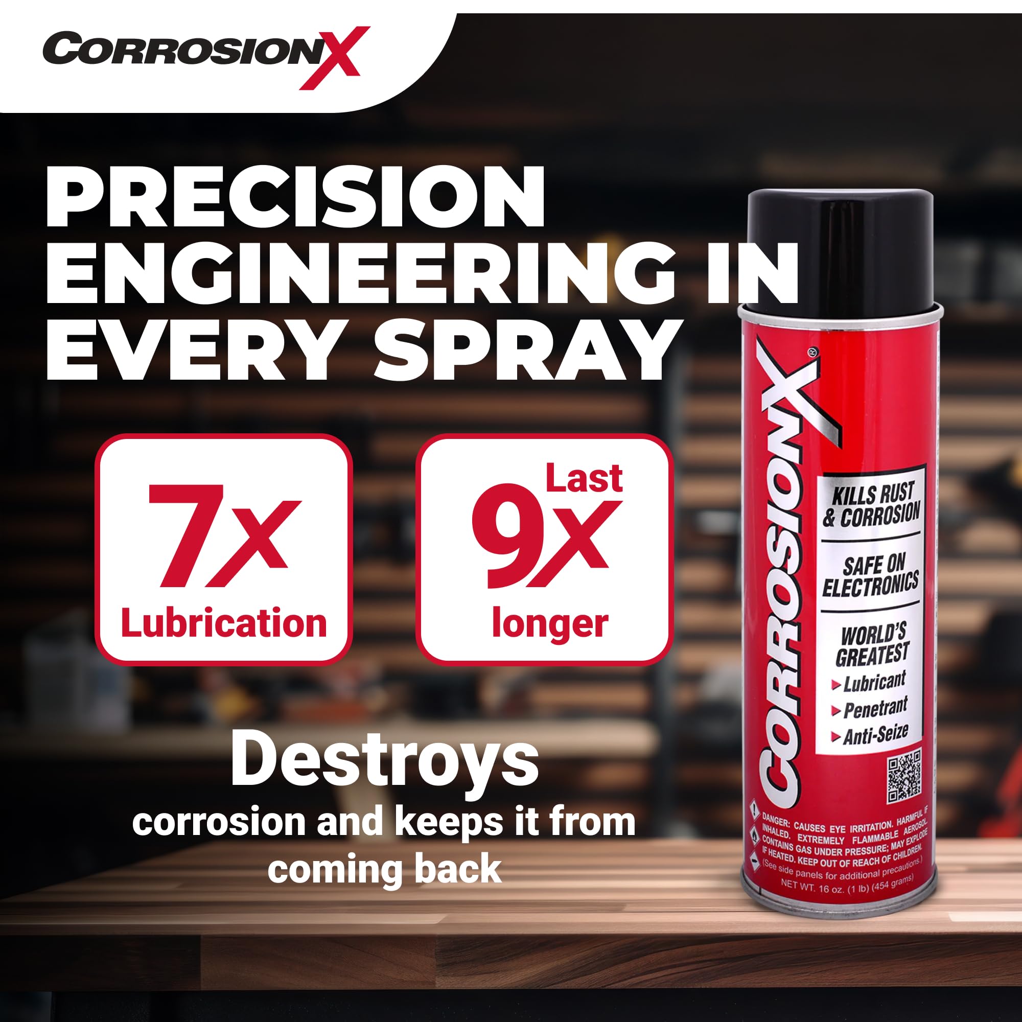 CorrosionX penetrates to free frozen bolts and fittings for easier maintenance.