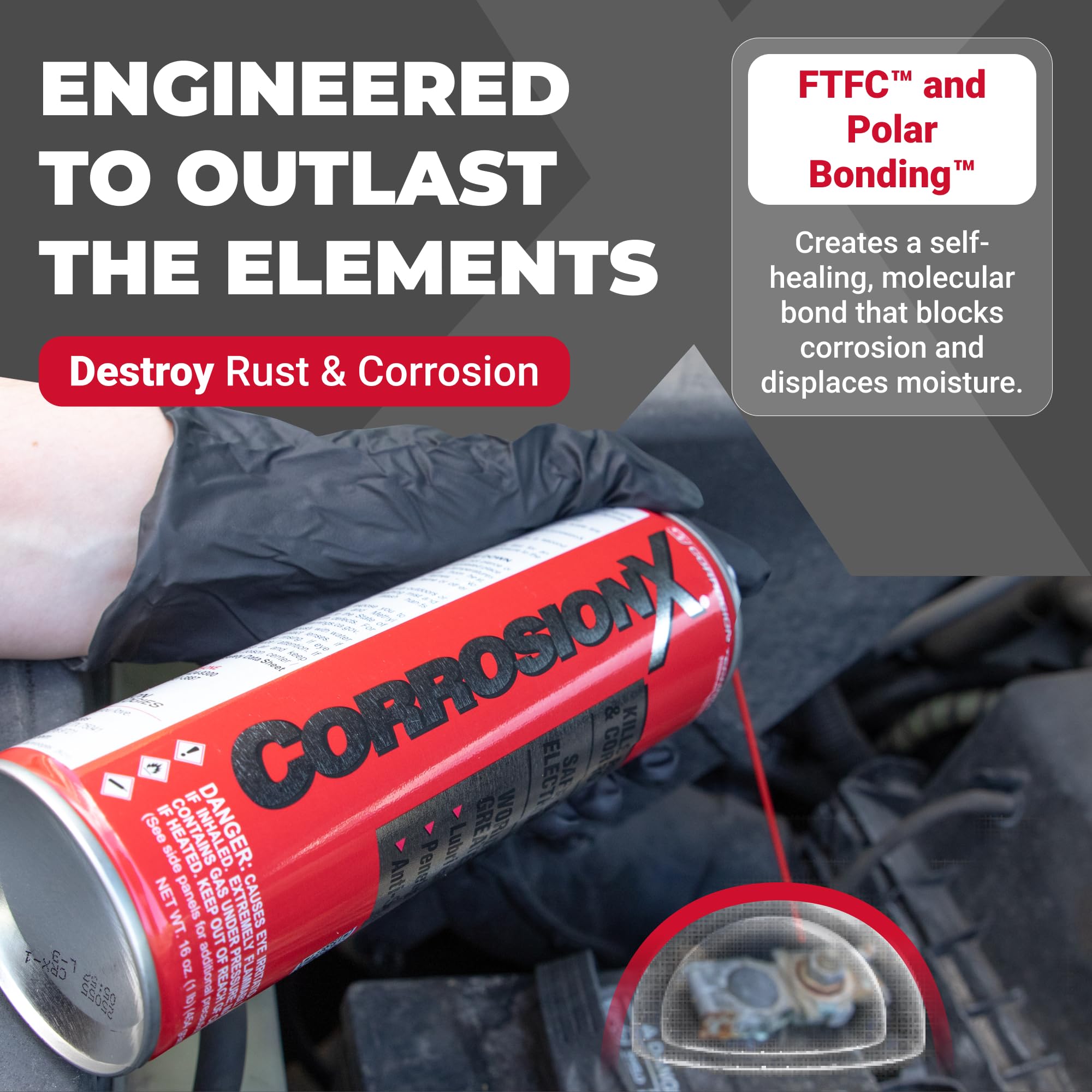 CorrosionX provides marine-grade lubrication that clings under load.