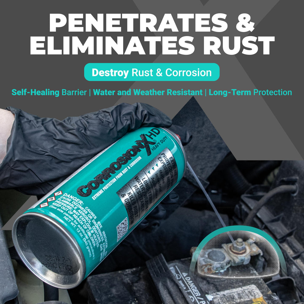 CorrosionX applies a self-healing barrier to metal surfaces.