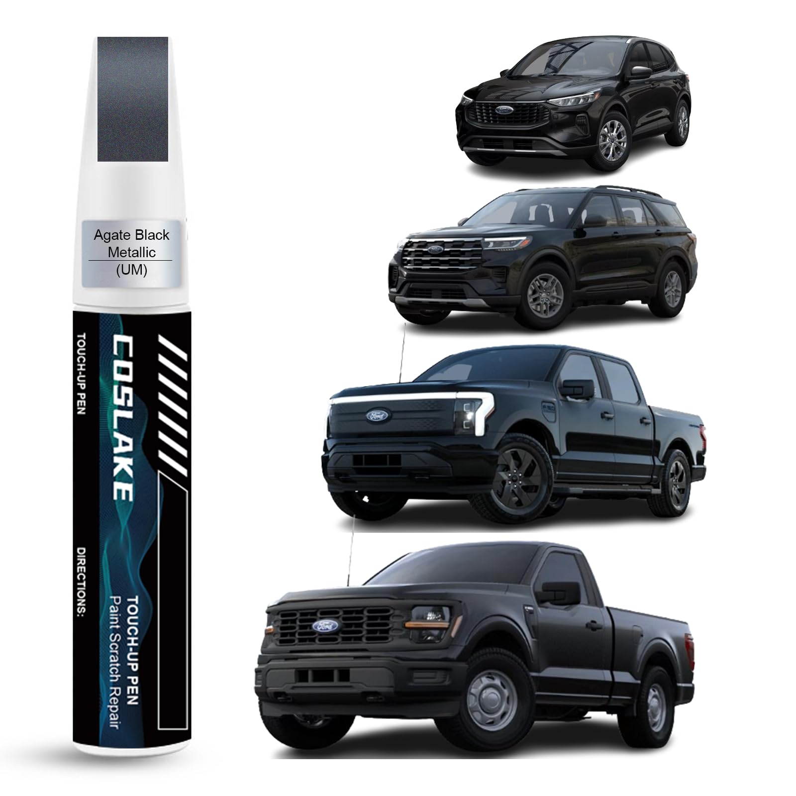COSLAKE Agate Black Metallic touch-up paint bottle for Ford, precise application hides minor scratches