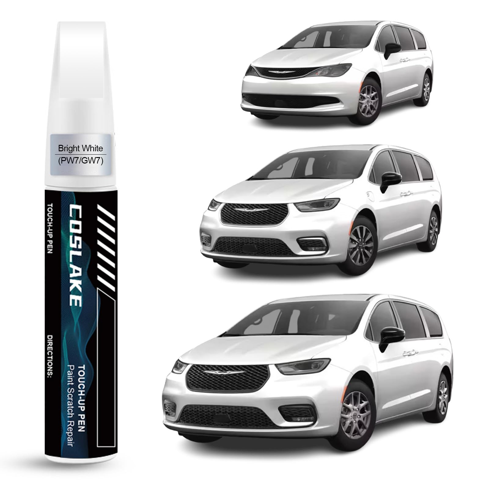COSLAKE Bright White PW7/GW7 bottle close-up for precise color match on Chrysler vehicles.