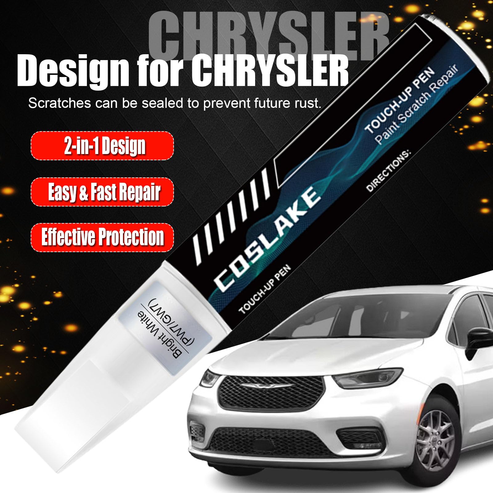 COSLAKE mini brush included for controlled application on small scratches.