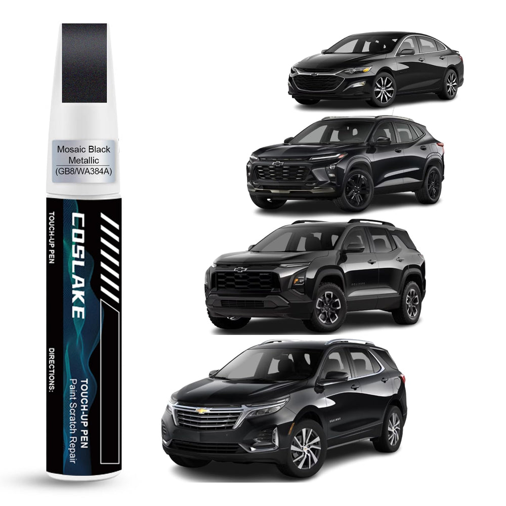 COSLAKE touch-up paint Mosaic Black Metallic bottle shown for Chevrolet repairs