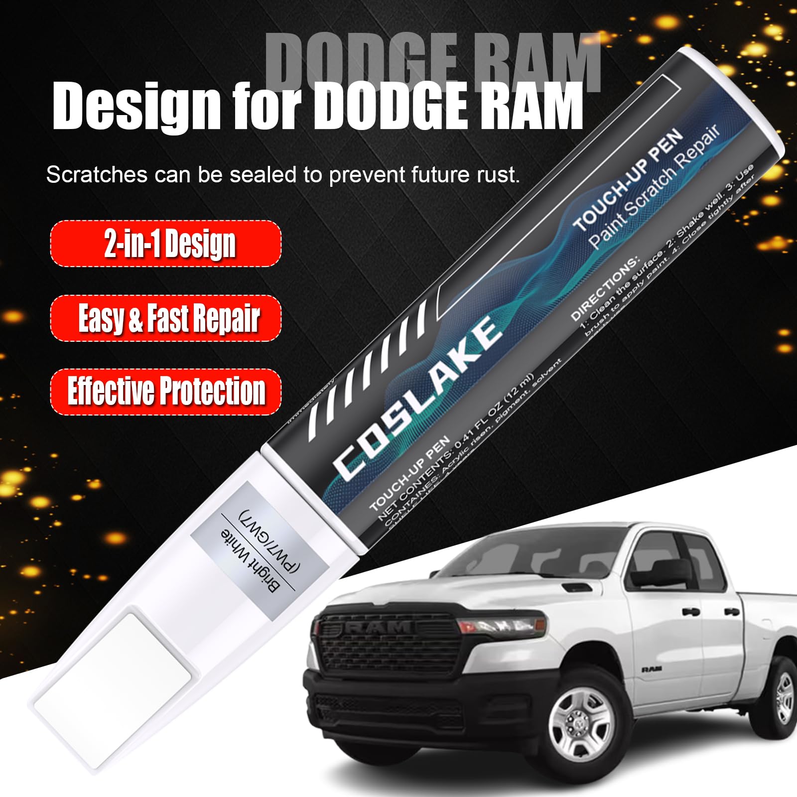 COSLAKE built-in brush and pen tip for precise scratch application.