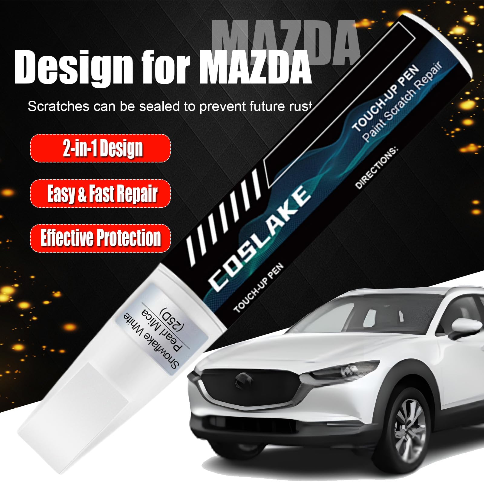 COSLAKE Mazda scratch repair pen and brush enable precise application on scratches