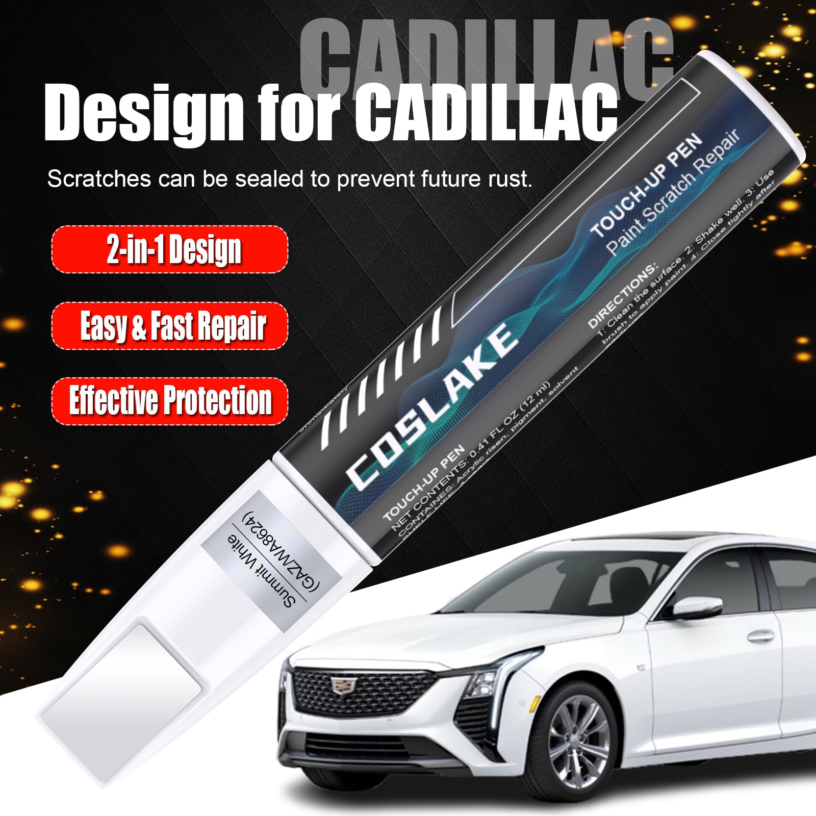 COSLAKE scratch repair pen with brush for precise Cadillac touch-ups
