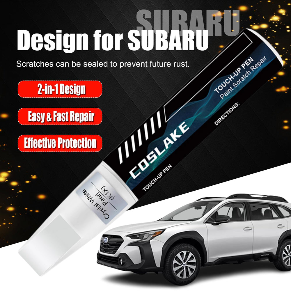 COSLAKE Subaru touch-up paint in Crystal White Pearl for quick blemish concealment.