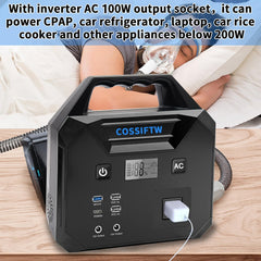 COSSIFTW inverter 200W powers small appliances away from mains.