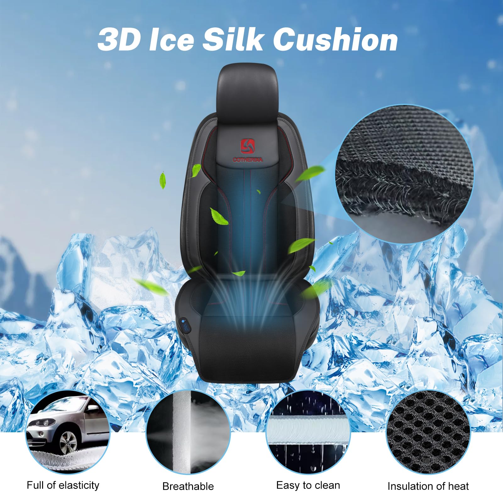 COTHERIXA cooling car seat cushion automatic mode demonstrates effortless temperature control.