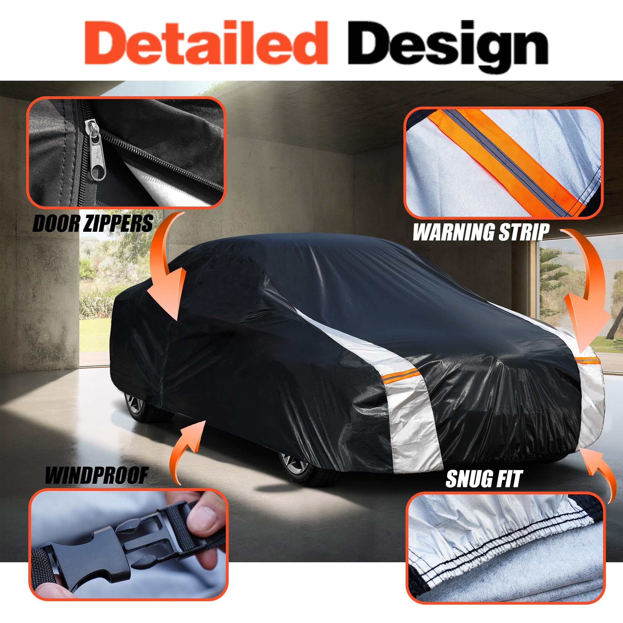 Cotryvox Corvette cover side view demonstrates windproof belt protection and snug fit.