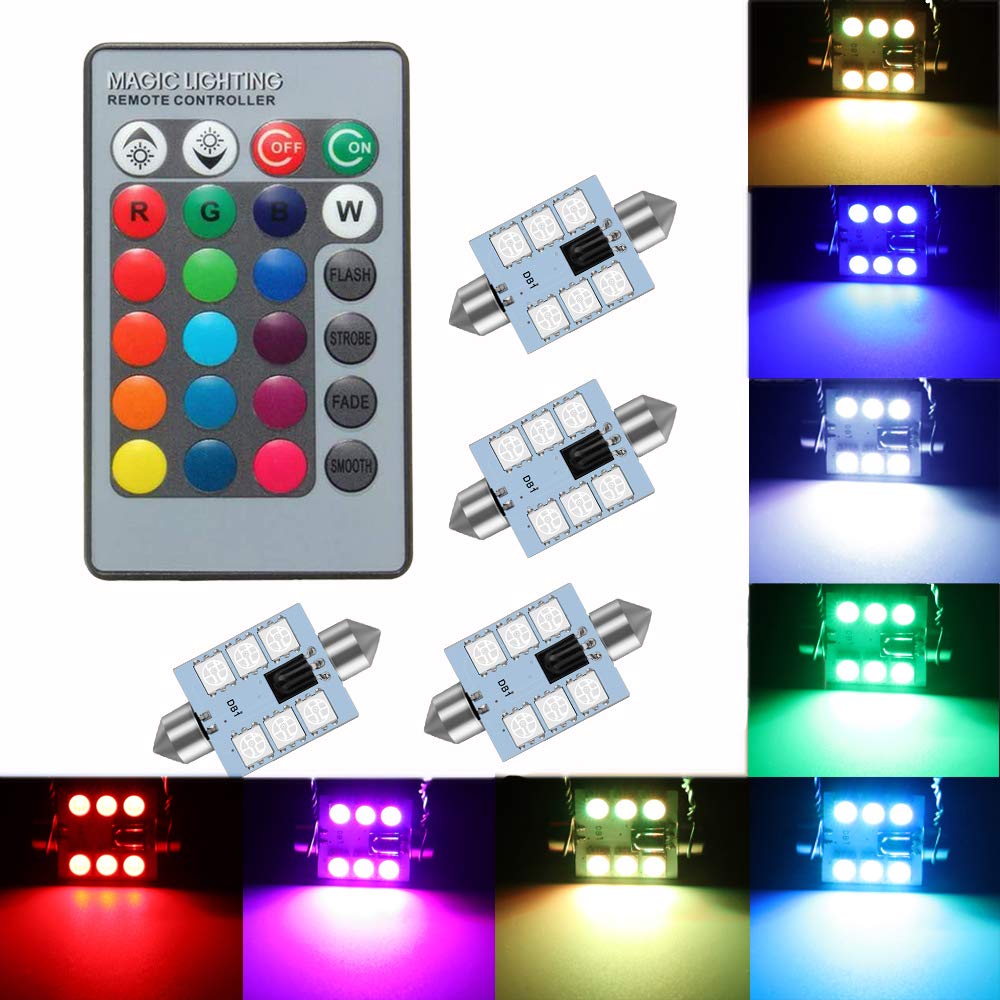 Cottonbell 578 LED bulbs with remote in a four-pack for dome light versatility.