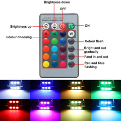 Cottonbell RGB bulbs shown with remote control for easy color changes.