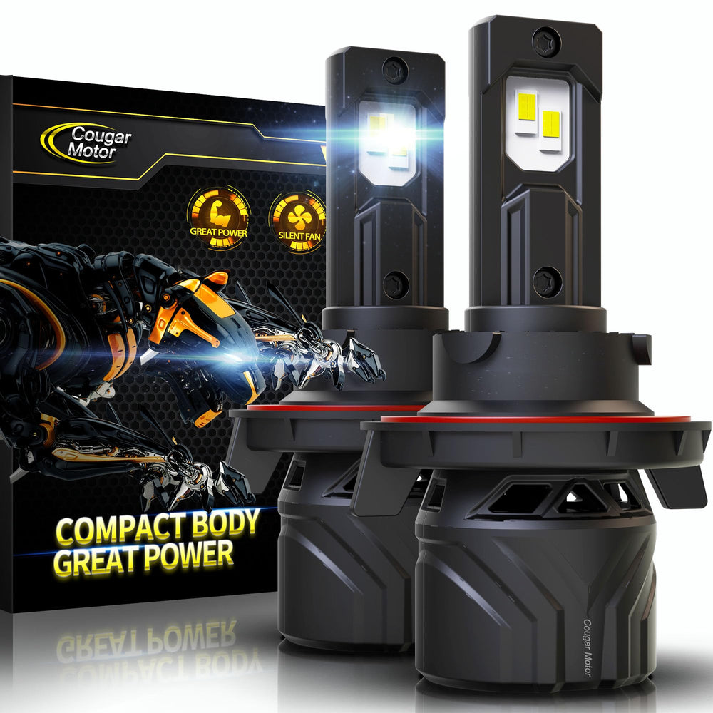 Cougar Motor H13 bulb emitting 6500K white light for nighttime visibility