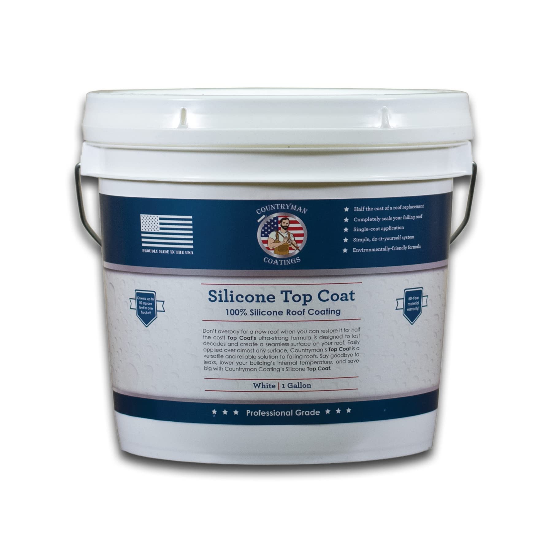 Countryman Coatings silicone roof coating can ready for RV roof protection and leak sealing.