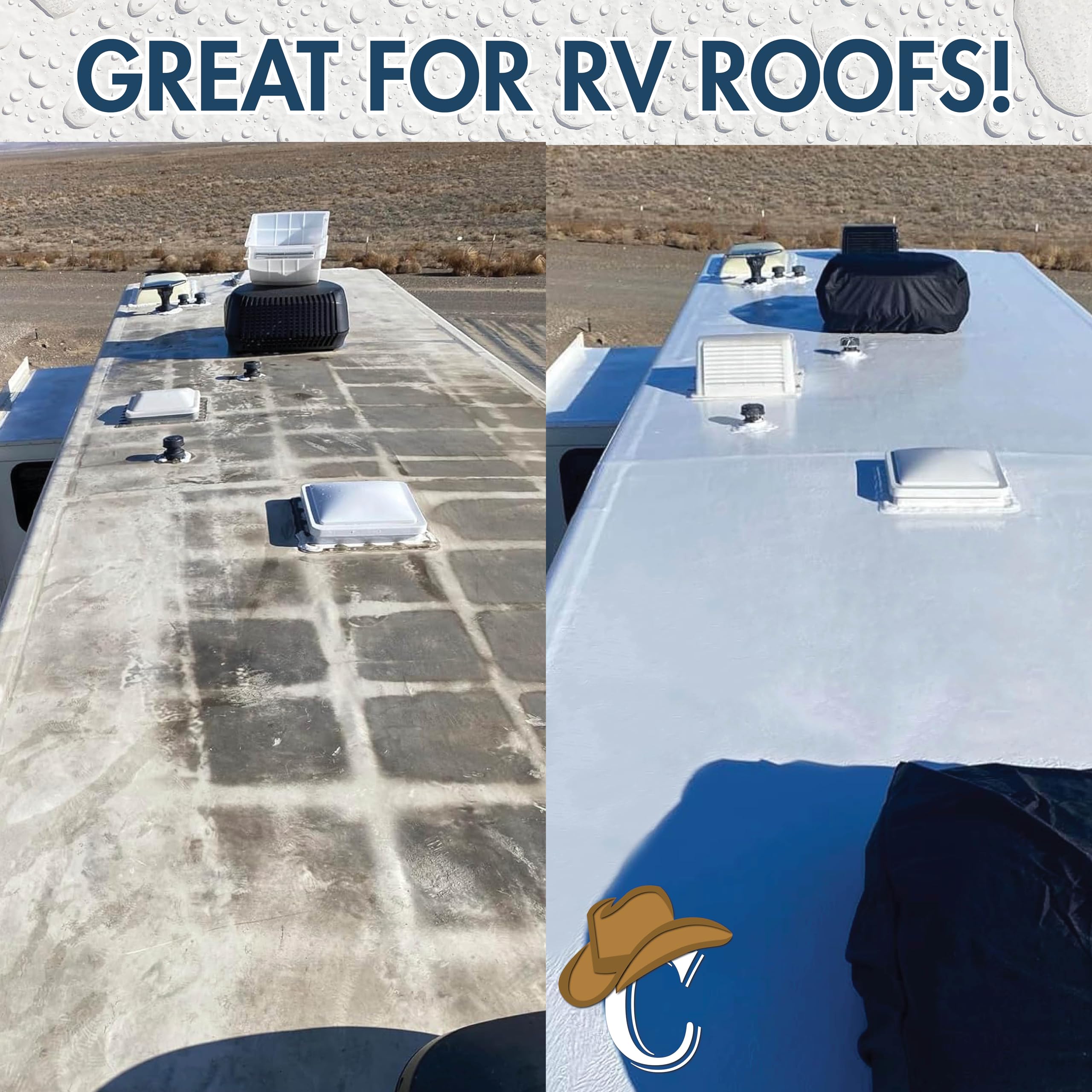 Countryman Coatings silicone top coat applied in thick coat for faster coverage.