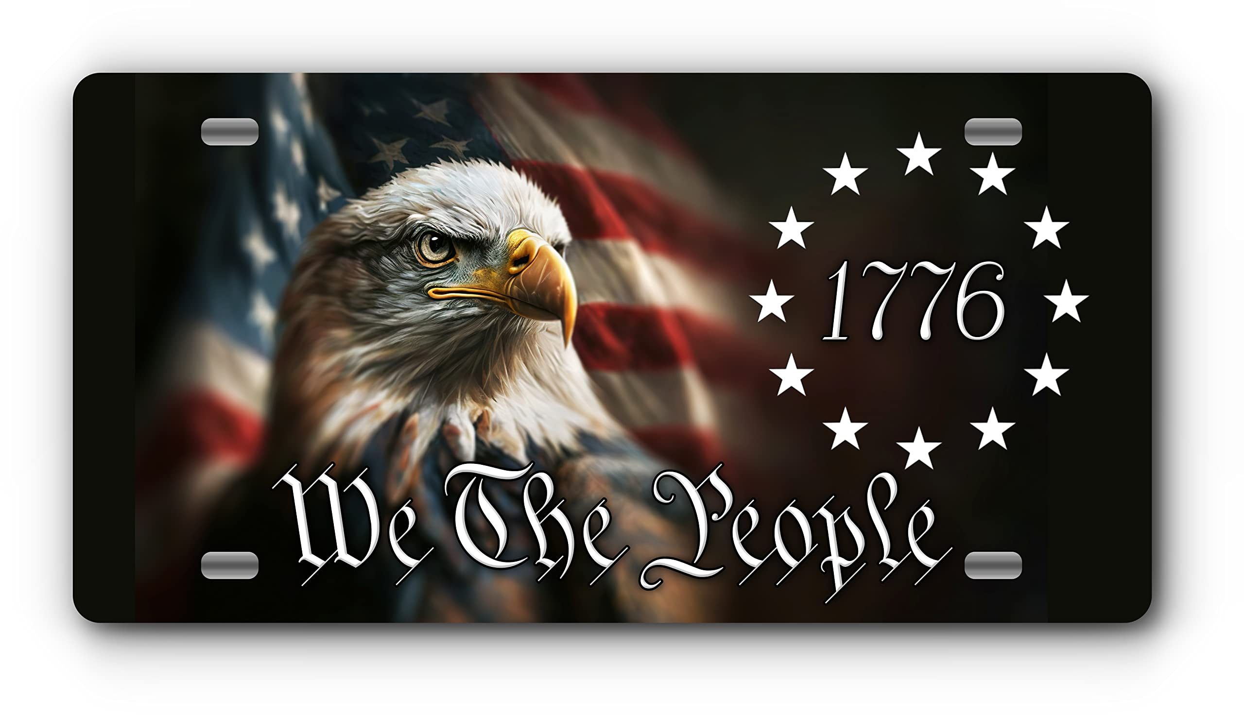 Cover My Plate patriotic vanity plate 1776 Eagle—front view, bold patriotism for vehicles.