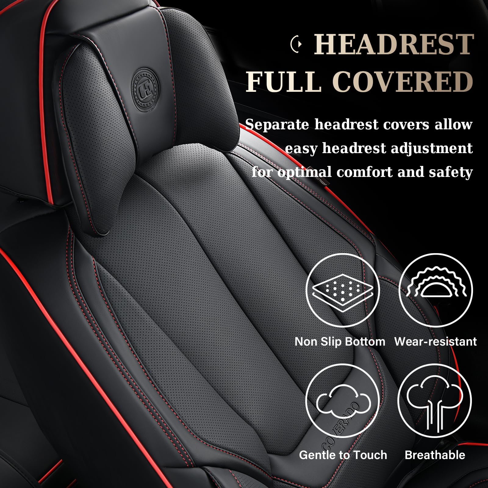 Coverado black and redline option enhances interior styling.