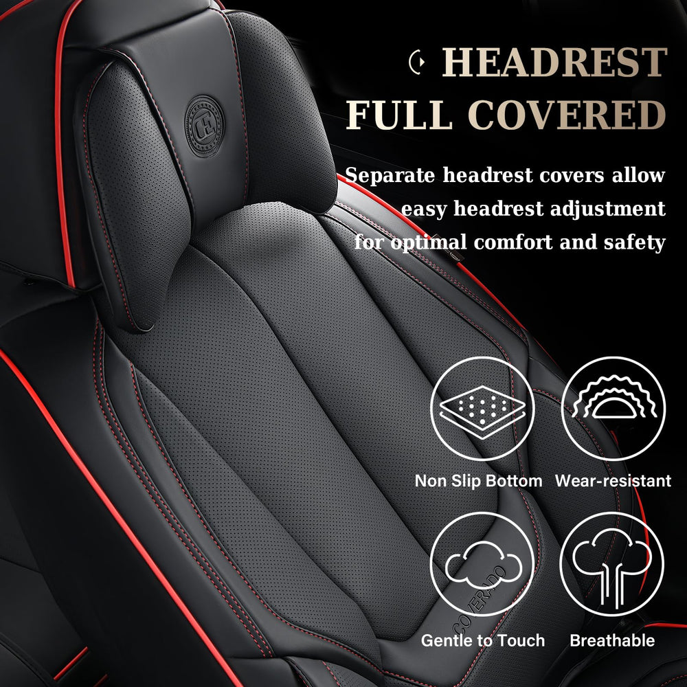 Coverado black and redline option enhances interior styling.
