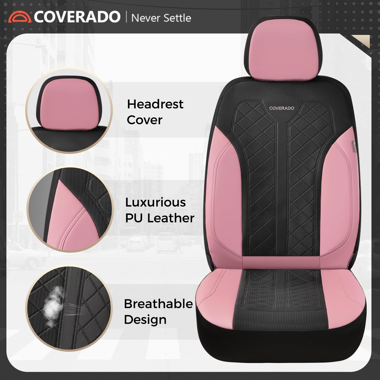 Coverado breathable mesh panels detail enhances airflow during long drives