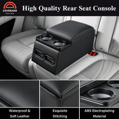 Coverado center console armrest offers soft support and accessible storage.
