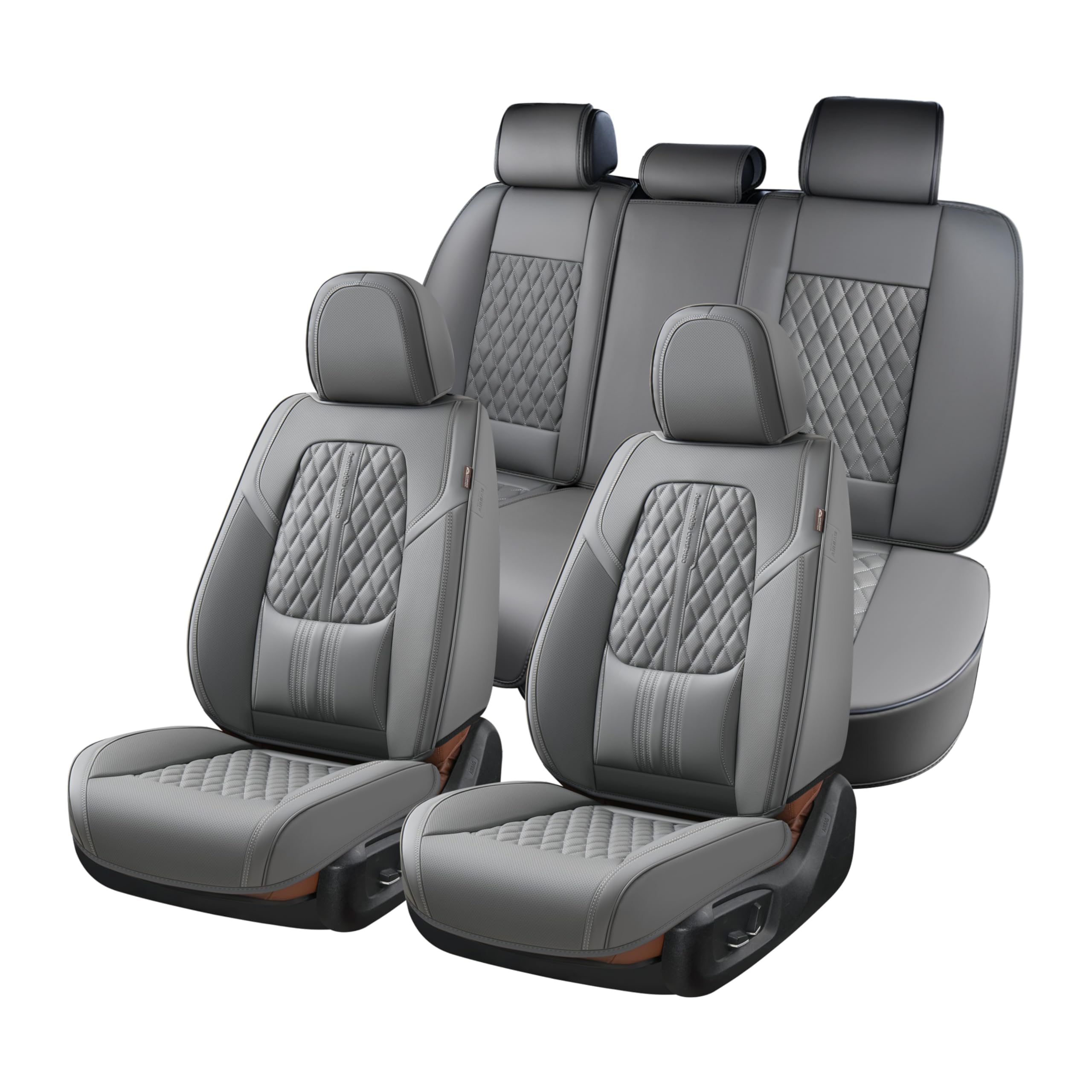 Coverado car seat covers full set gray front seat close-up with premium Nappa leather protection
