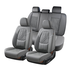 Coverado car seat covers full set gray front seat close-up with premium Nappa leather protection
