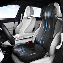 Coverado all-in-one car seat cushion and lumbar headrest for longer drives.