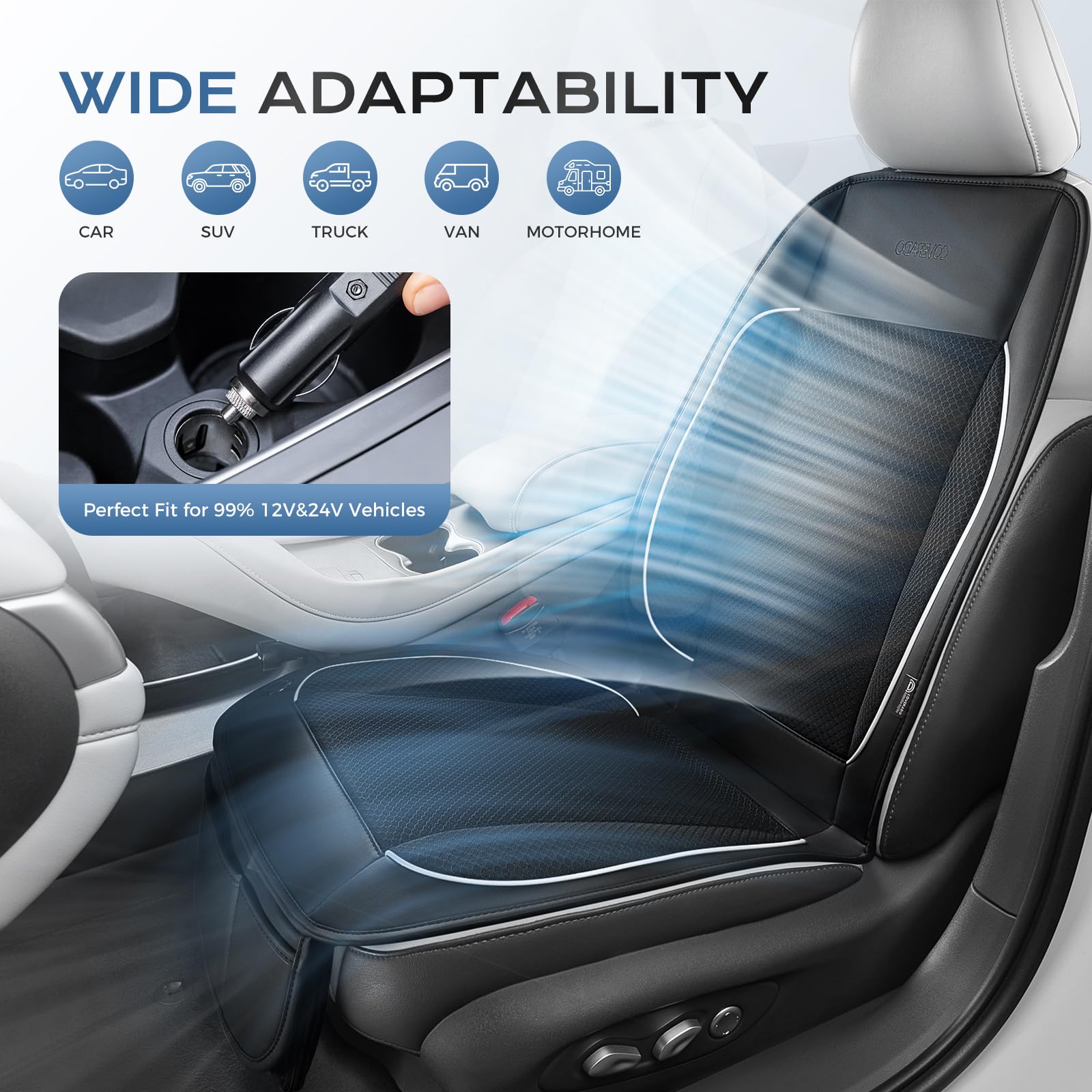 Coverado cushion side straps demonstrating secure installation on a car seat