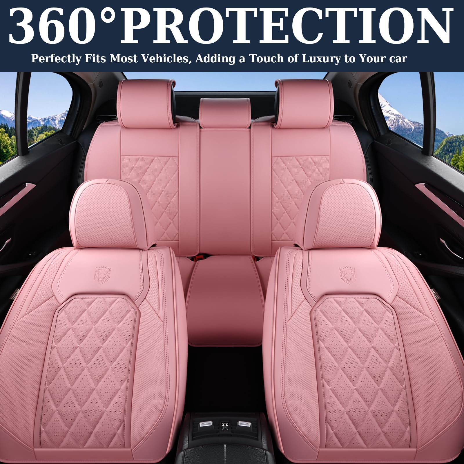 Coverado luxury pink diamond-pattern stitching detail for premium interior upgrade