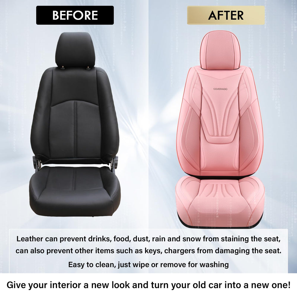 Coverado pink easy-clean surface protecting seats from spills and dirt