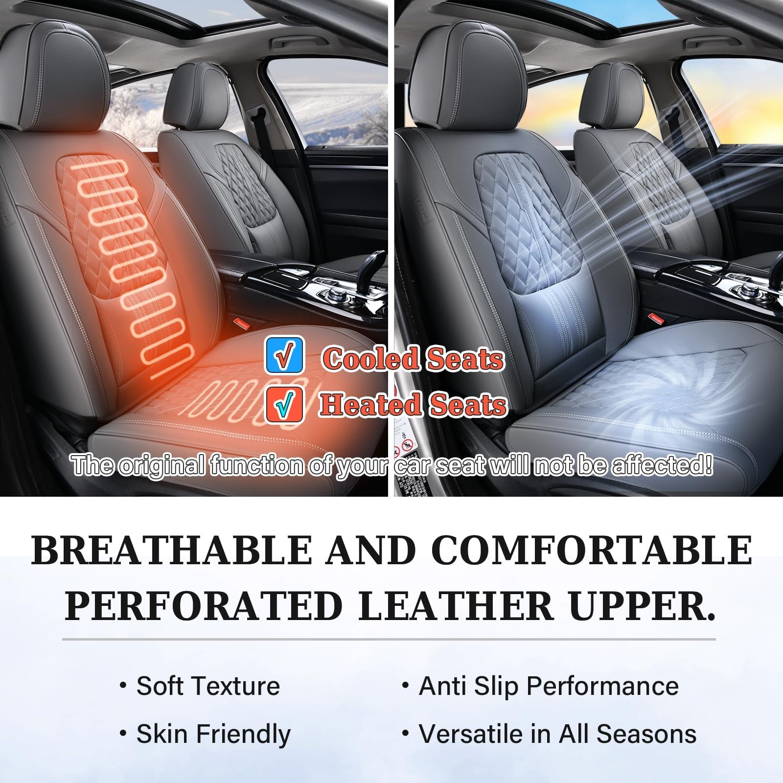 Easy installation with hooks and Velcro shown on Coverado seat covers